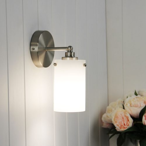 Oriel Lighting ZEST WALL Retro Brushed Chrome and Glass Wall Light