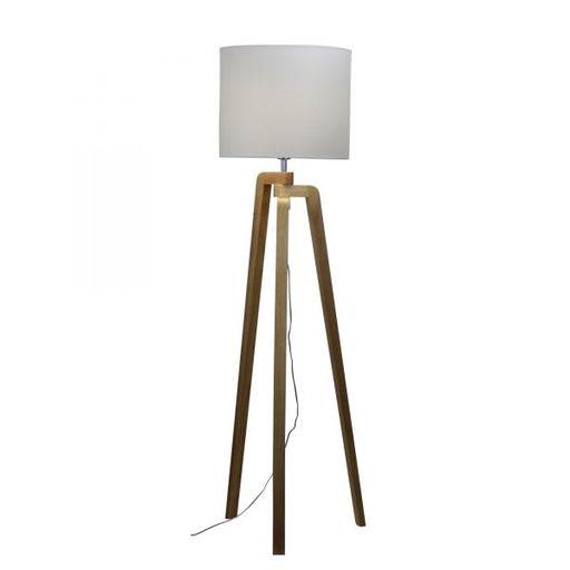 Oriel Lighting LUND FLOOR LAMP Scandi Inspired Timber Tripod Lamp with Shade