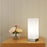 Oriel Lighting PEPE SQUARE TOUCH ON-OFF Touch Lamp Brushed Chrome and Matt Opal