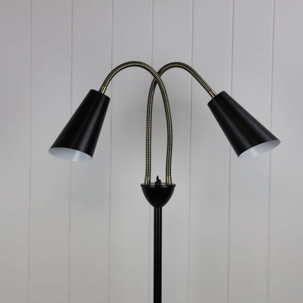 Oriel Lighting  WALT mid-century styled twin floor lamp