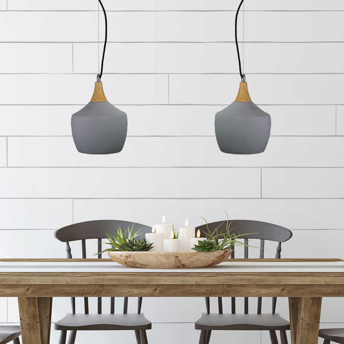 Oriel Lighting CONCRETE PANTO 3 Urban Style Pendant in Concrete and Timber