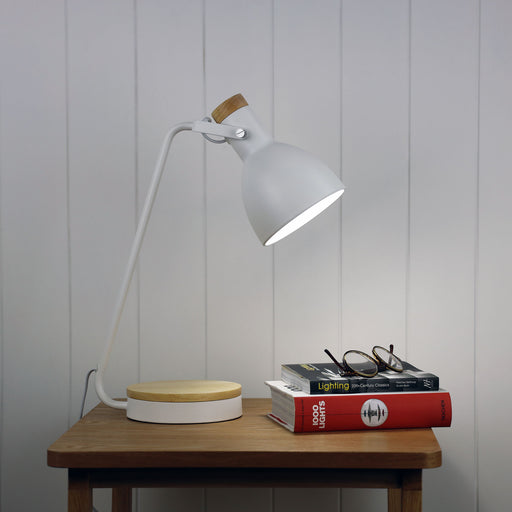 Oriel Lighting Benny Desk Lamp White & Blonde