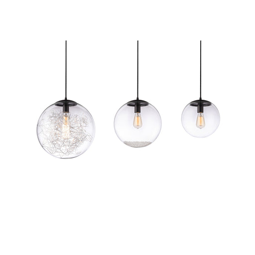 SFERA Black/Wire Decor Clear Sphere Glass Pendants by VM Lighting