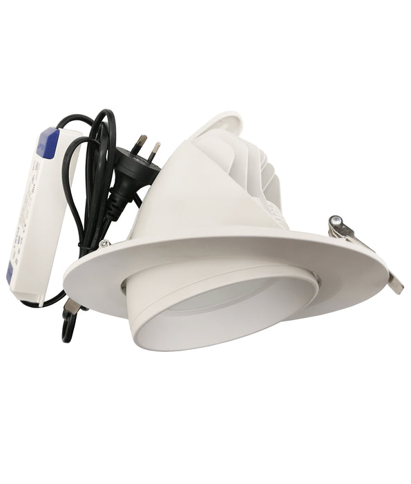 CLA LED Dual Power 28W / 38W Tri-CCT Gimbal White Recessed Shop Lighter