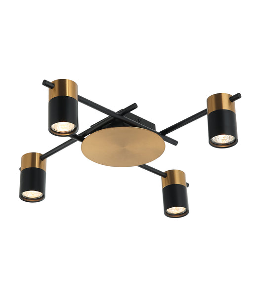 CLA TACHE Interior Spot Ceiling Lights with Adjustable Black & Antique Brass Heads