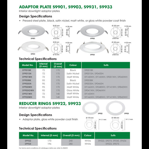SAL Adaptor Plate S9901 Interior Downlight Adaptor