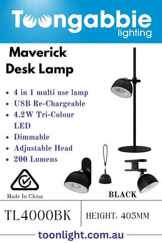 Toongabbie TL4000 Maverick LED Desk 4 In 1 USB Recharge