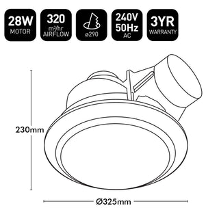 Brilliant White Talon Round ø290mm Exhaust Fan