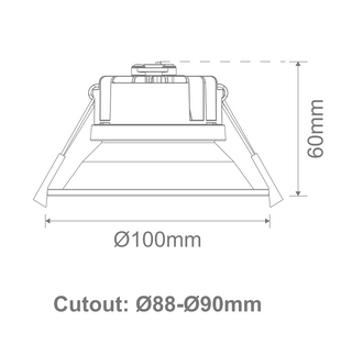 Domus DEEP-10 Round Deepset 10W Recessed Dimmable LED IP40 Downlight White