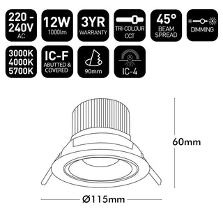 Brilliant White Illumina CCT Gimbal Downlight