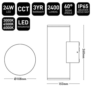 Brilliant Anka Plus 24W CCT Up/Down Wall Light
