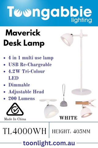 Toongabbie TL4000 Maverick LED Desk 4 In 1 USB Recharge