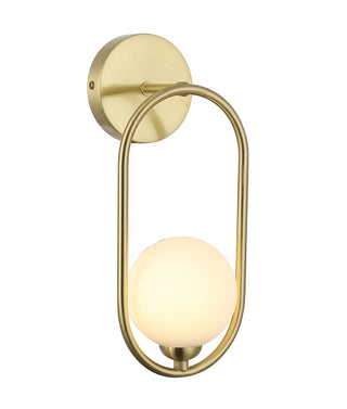CLA Aro Interior Round Opal Glass with Satin Gold Frame Wall Light