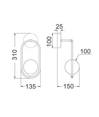 CLA Aro Interior Round Opal Glass with Satin Gold Frame Wall Light
