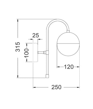 CLA Aro Interior Round Opal Glass with Satin Gold Bracket Wall Light