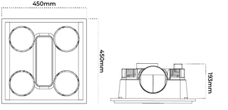 Atom Buffalo 3-in-1 Bathroom Heater & Exhaust W/LED Panel