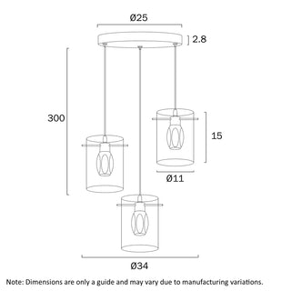 Telbix Crevil 3 Light Pendant