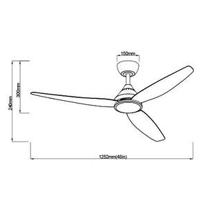 SAL Croydon 48 + SACF11/48/3 48" 1252mm 48W AC Ceiling Fan Three Blades with Selectable CCT 20W LED