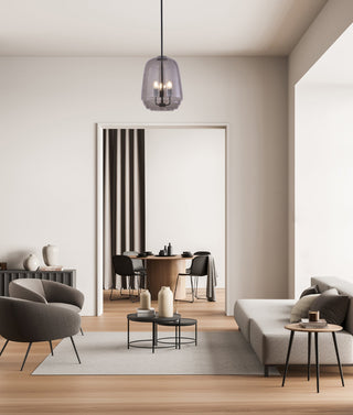 CLA CUAD Interior Smokey Black Round Pyramid Glass Shade Pendant Light