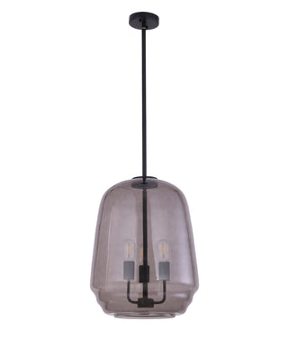 CLA CUAD Interior Smokey Black Round Pyramid Glass Shade Pendant Light