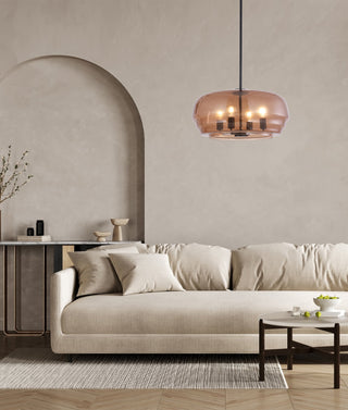 CLA CUAD Interior Amber Flat Top Dome Glass Shade Pendant Light