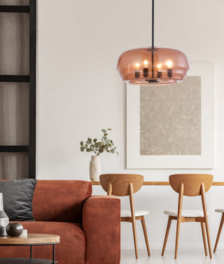 CLA CUAD Interior Amber Flat Top Dome Glass Shade Pendant Light