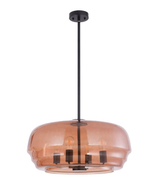CLA CUAD Interior Amber Flat Top Dome Glass Shade Pendant Light