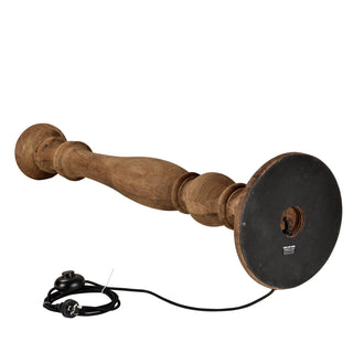 Emac & Lawton Candela Large Dark Natural Turned Wood Candlestick Floor Lamp Base Only