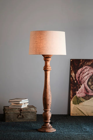 Emac & Lawton Candela Large Dark Natural Turned Wood Candlestick Floor Lamp Base Only