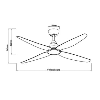 SAL Dalby 56 SACF11/56/4 56" 1460mm 60W AC Ceiling Fan Four Blades