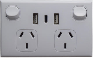 Dexton DXGPO2USB3 Double GPO with Double USB and Type C