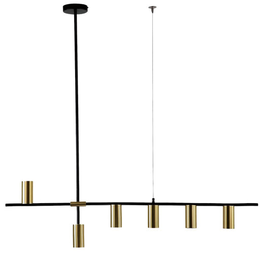 DRITTO Matte Black and Satin Brass Pendant Light – 6 Light by VM Lighting