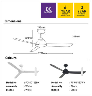 Mercator Brooke 128cm DC Ceiling Fan with Remote