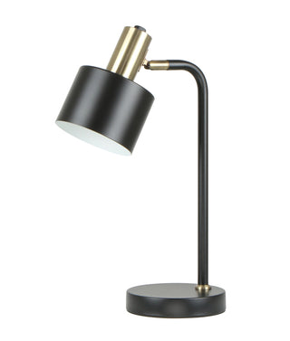 CLA Flotar Interior Cylinder Iron Shade with Antique Brass Highlight Table Lamps
