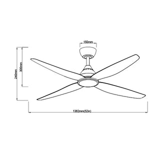 SAL Forbes 52 SDCF11/52/4 52" 1362mm 30W DC Ceiling Fan Four Blades