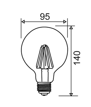 CLA G95 LED Filament Dimmable Globes Frosted Diffuser 6W