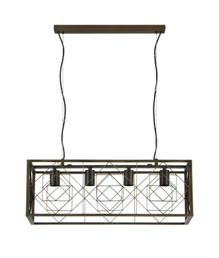 CLA Gaggia Interior Rectangular Imitation Antique Brass Cage Pendant Light