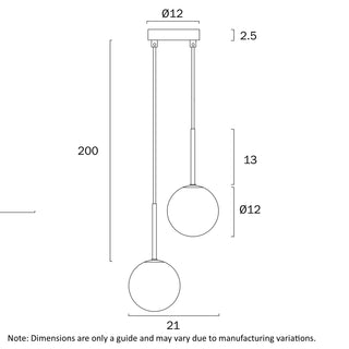 Telbix Gaston 2 Light Pendant Antique Gold