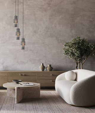 CLA Hueca Interior Double Cylinder Ribbed with Segment Pendant Lights