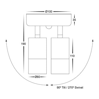 Havit HV1335T-PIR HV1336T-PIR Tivah Aluminium White TRI Colour Double Adjustable Spot Lights with Sensor