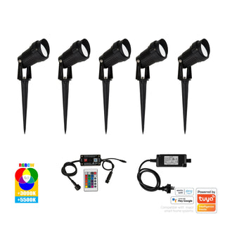 Havit HV1428RGBCW-KIT Spitze Black 5x 3w WIFI RGBCW LED Garden Spike Light Kit