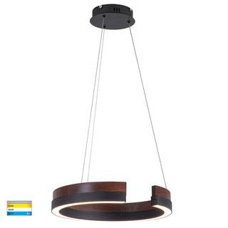 Havit HV6094T Orah Walnut Timber with Black Aluminium 800mm Round Pendant