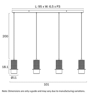 Telbix Kolisa 4 Light Bar Pendant