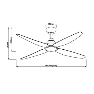 SAL Leura 56 SDCF11/56/4 56" 1460mm 30W DC Ceiling Fan Four Blades