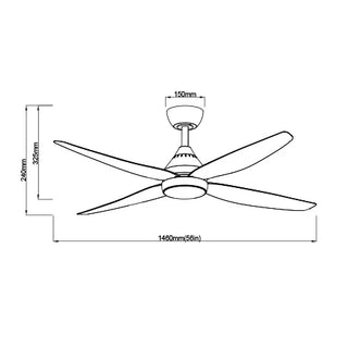 SAL Leura 56 + SDCF11/56/4 56" 1460mm 30W DC Ceiling Fan Four Blades with 22W Dimmable LED Light
