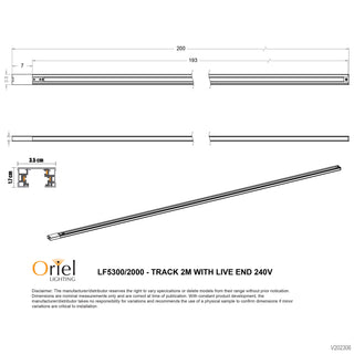 Oriel Lighting 240v Track inc Live End