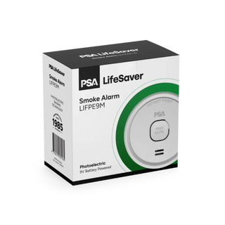 PSA LIFPE9M 9V BATTERY POWERED PHOTOELECTRIC SMOKE ALARM