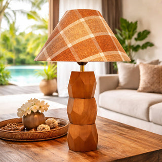 Lexi Helena Hand-Faceted Wooden Base Table Lamp