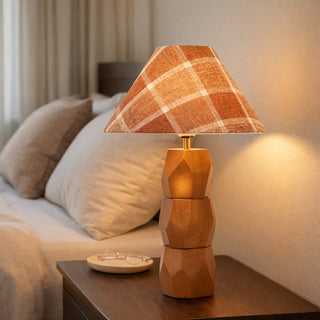 Lexi Helena Hand-Faceted Wooden Base Table Lamp
