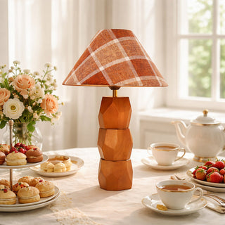 Lexi Helena Hand-Faceted Wooden Base Table Lamp
